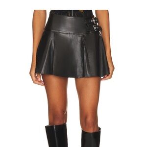 WeWoreWhat faux leather buckle mini skort in black